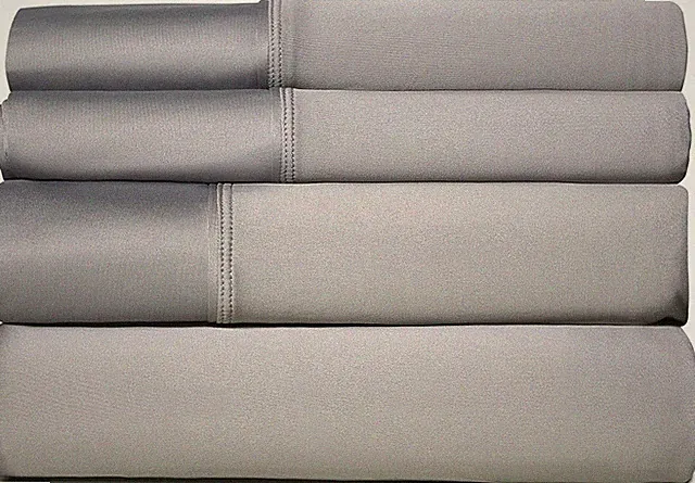 Active Comfort Cooling Sheets Set (Queen) Pewter - Moisture Wicking - 1 Flat C