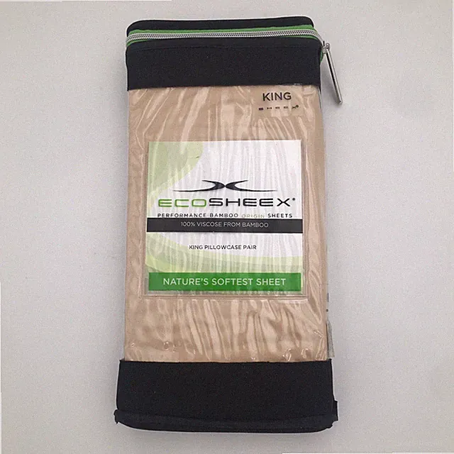 New ECOSHEEX by Sheex Pillowcase 100% Viscose Bamboo Size King Pair Of 2 Honey