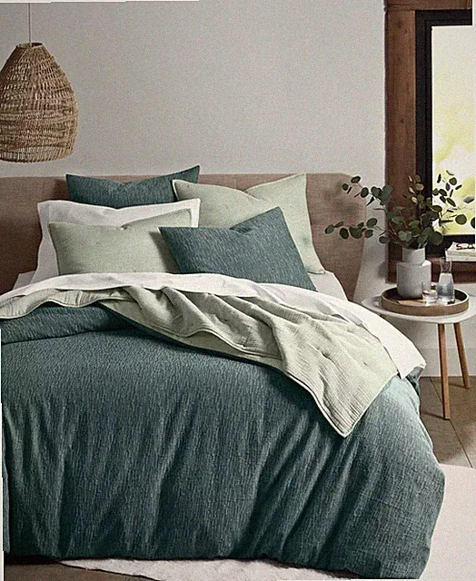 OAKE Ripple Matelasse Luxury Duvet Cover Set 100% Cotton Green King $245
