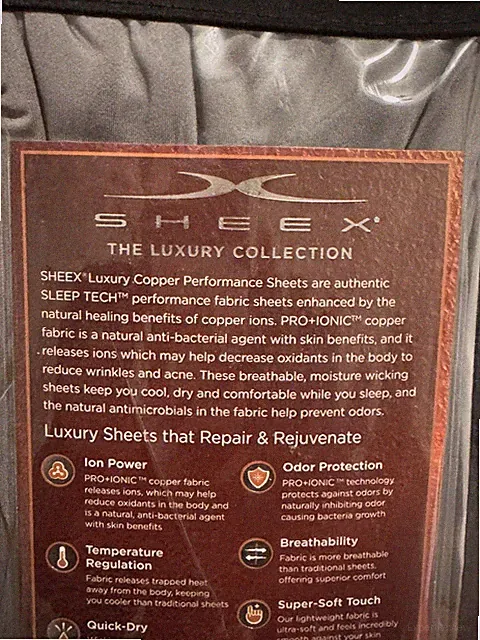 Sheex KING The Luxury Collection Copper Pillowscas, 2 PCs, Fight Acne &Wrinkles